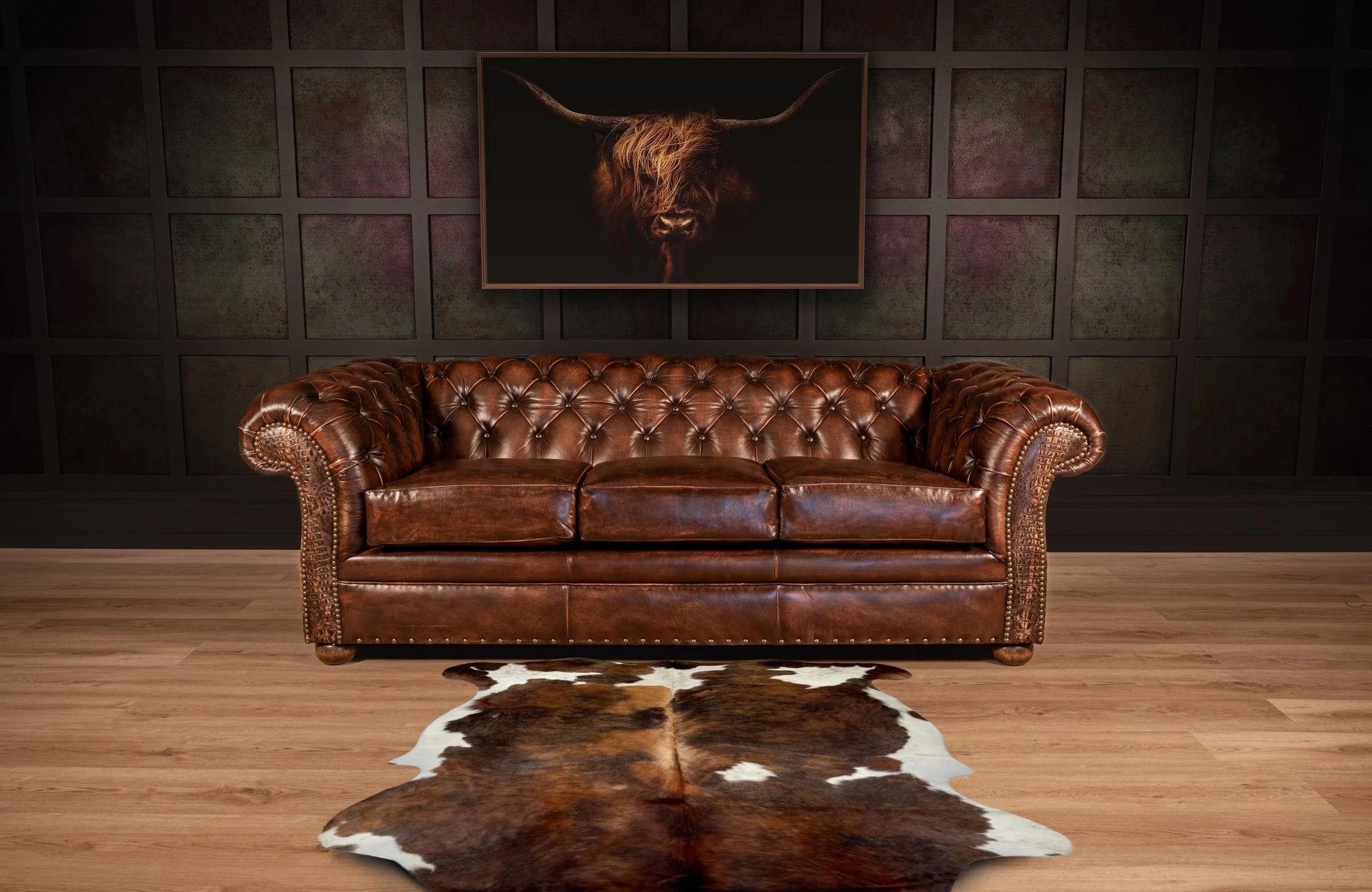 Tufted brown leather sofa - Your Western Decor