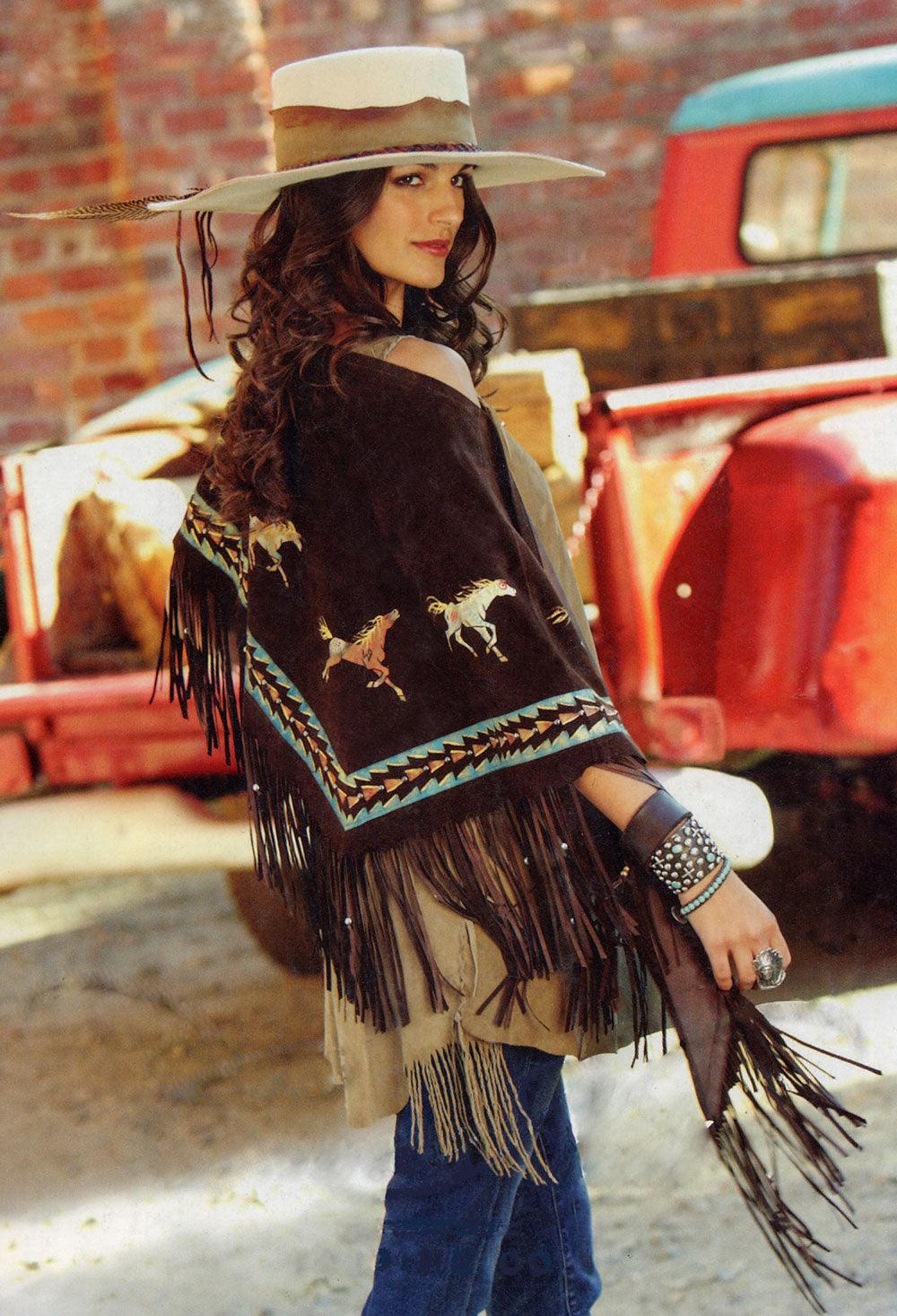 Custom made Maverick leather fringed hand painted western shawl made in the USA - Your Western Decor