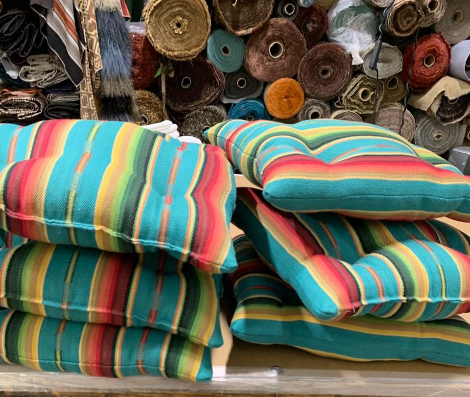 Southwestern serape cushioned chair pads