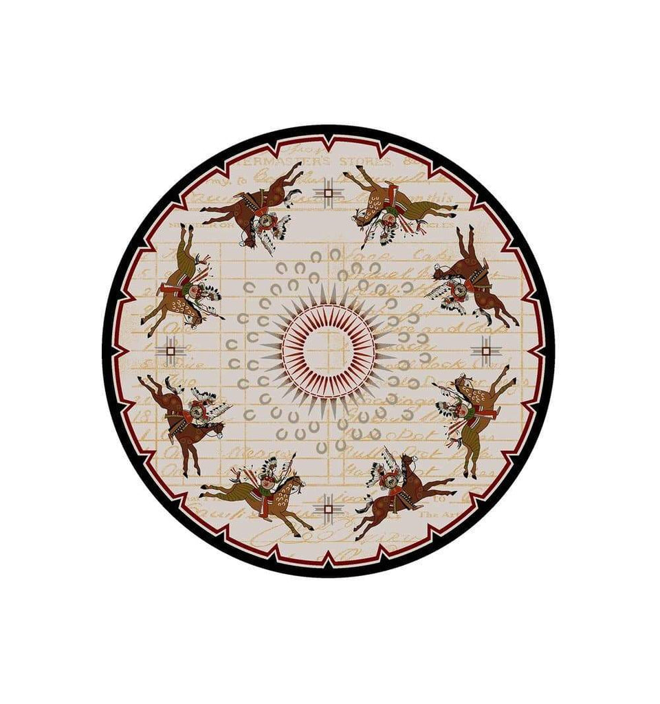 Native Battle Round Area Rug. Made in the USA. Your Western Decor