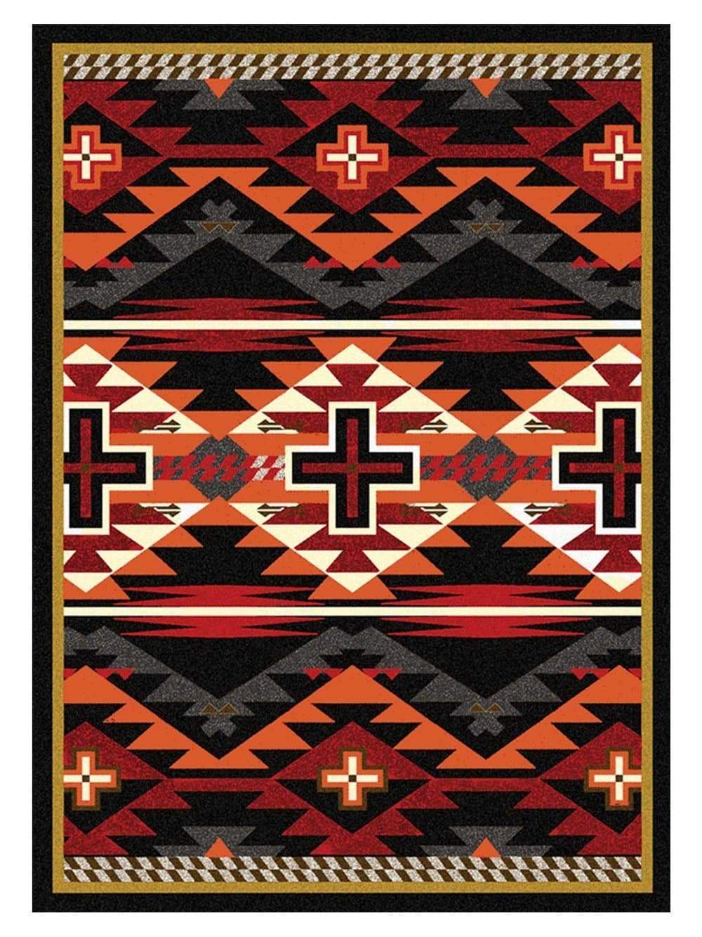 Rustic Cross Southwest Area Rug Black - Made in the USA - Your Western Decor