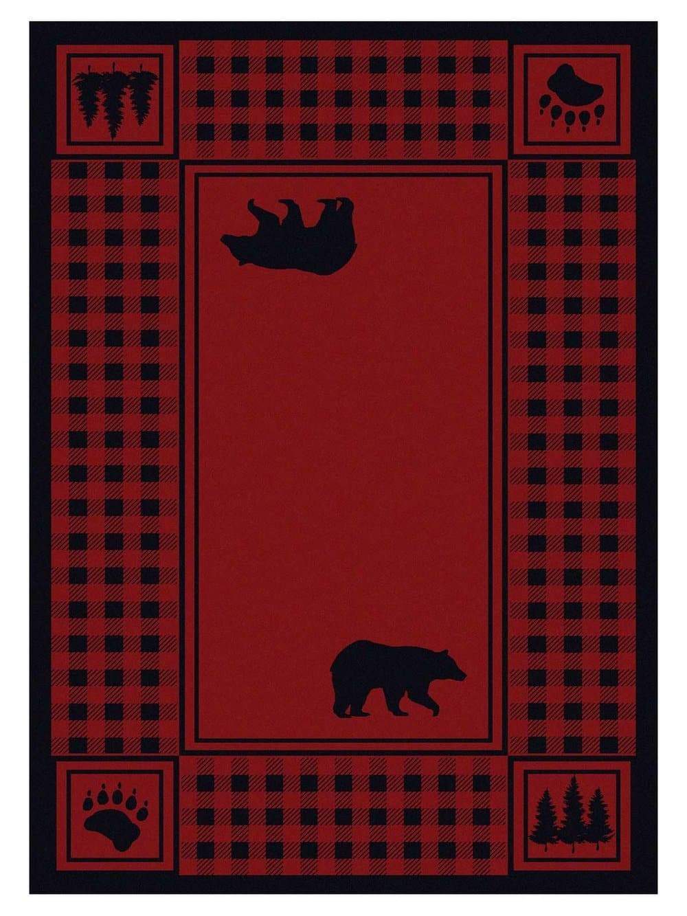 Bear Refuge Rugs  Red - Made in the USA - Your Western Decor