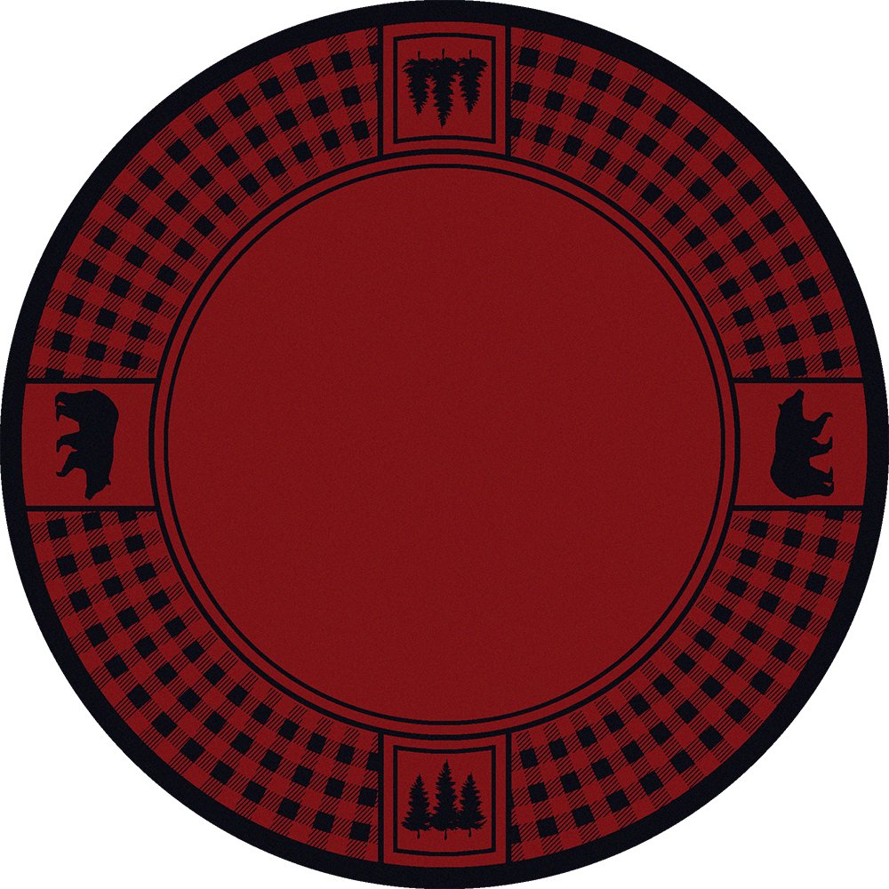 Bear Refuge 8' Round Area Rug Red - Made in the USA - Your Western Decor