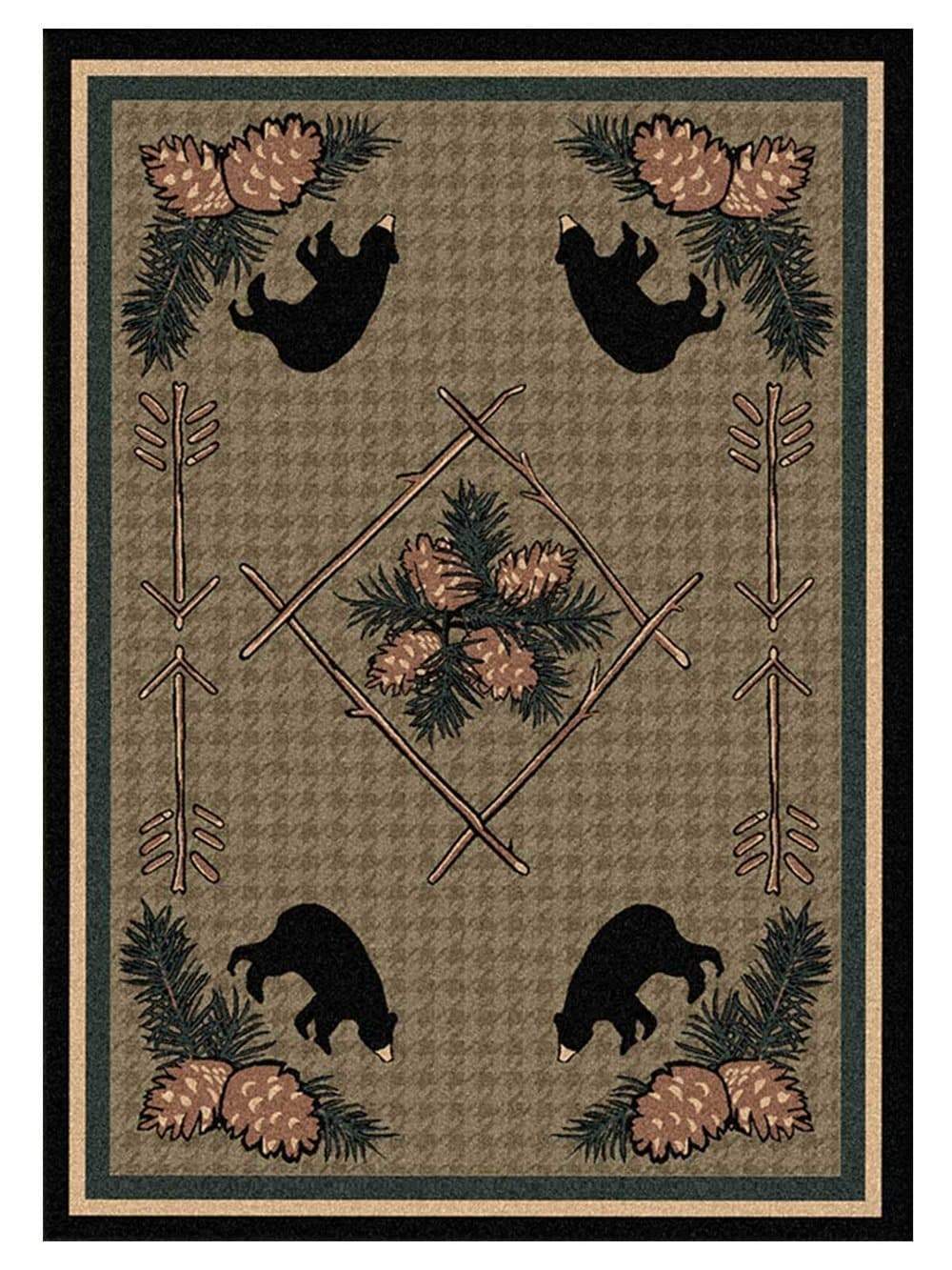 Pine Cone & Bears Area Rugs - Made in the USA - Your Western Decor