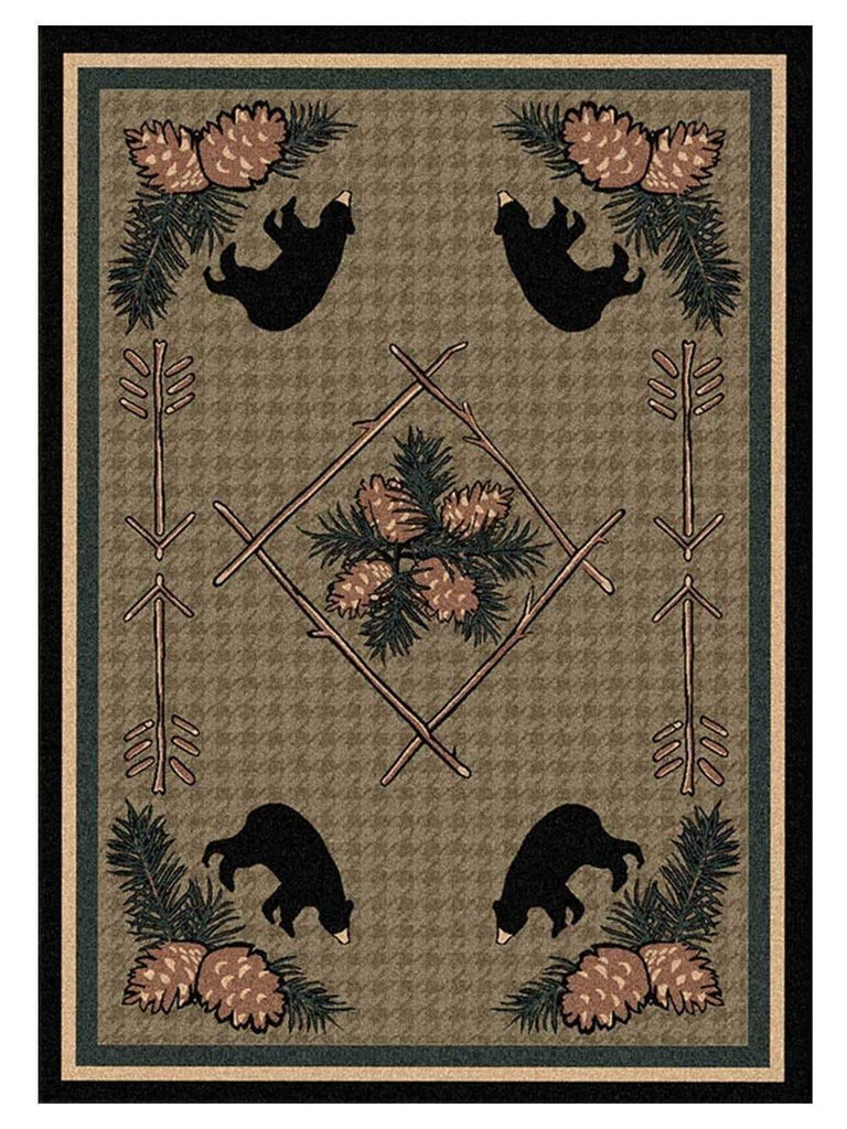 Pine Cone & Bears Area Rugs - Made in the USA - Your Western Decor