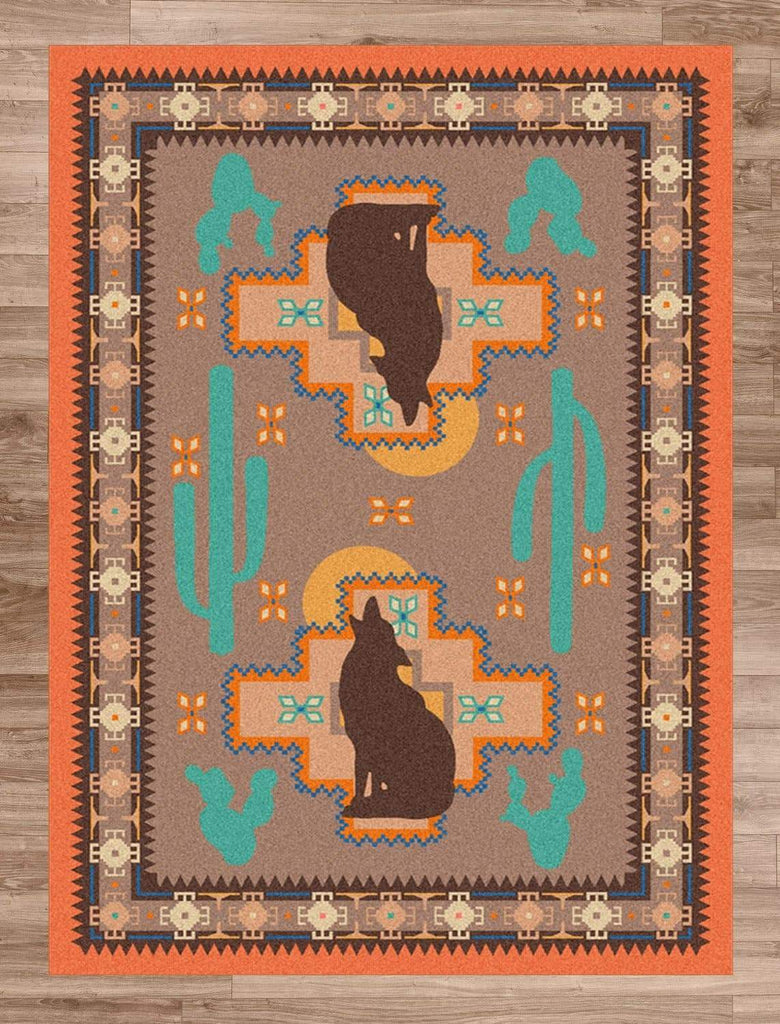 Southwest Coyote 8'x11' Area Rug - Made in the USA - Your Western Decor