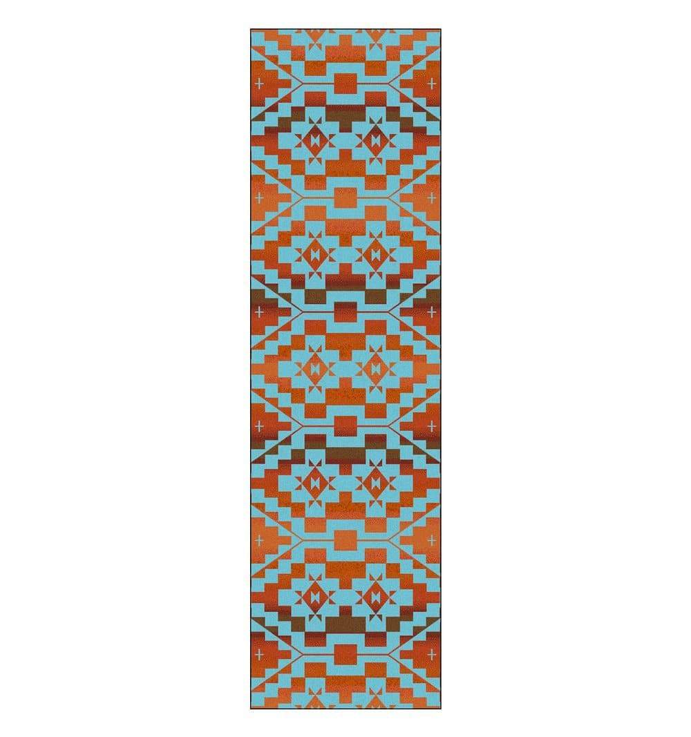 Turquoise blue, red, orange Sacred Trails Southwestern Floor Runner - Made in the USA - Your Western Decor