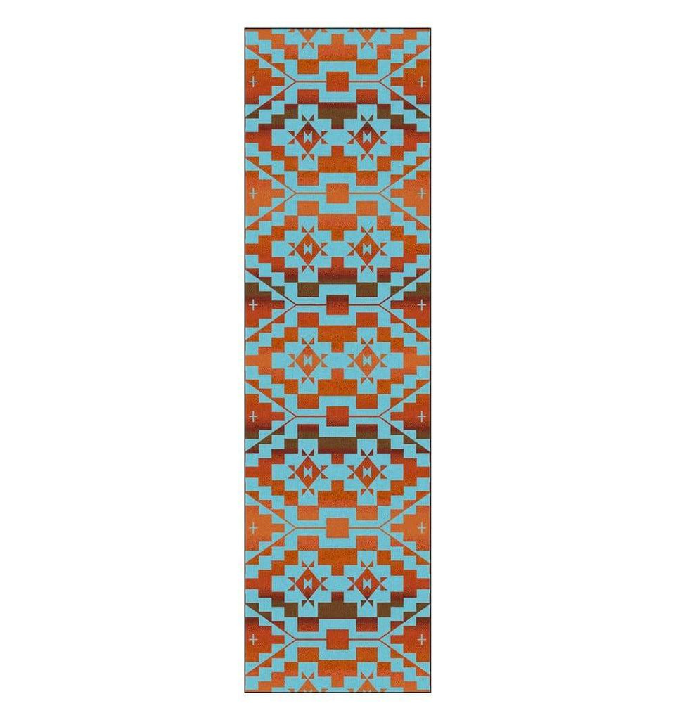 Turquoise blue, red, orange Sacred Trails Southwestern Floor Runner - Made in the USA - Your Western Decor