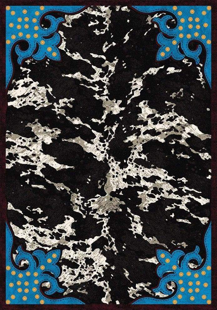 Fancy Cowhide Rug Turquoise Black & White - Made in the USA - Your Western Decor