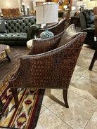 Croc embossed leather accent chair made in the USA - Your Western Decor