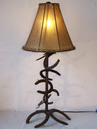 Iron Horseshoe Lamp w/ Light Brown 12" Raw Hide Lamp Shade - Your Western decor