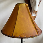16 inch buckskin brown rawhide leather lamp shade with light off