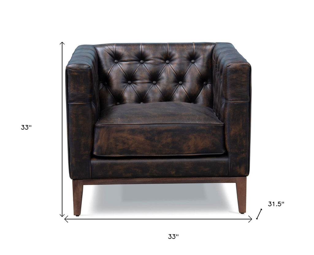 Antiqued Leather Tufted Club Chair - Your Western Decor