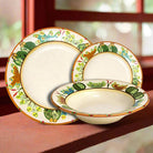 Southwestern dinnerware set with hand painted Sonoran desert design, American made ceramic dishes