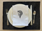 Black Cowhide Placemat with Morgan Horse Embroidered Napkin - Your Western Decor