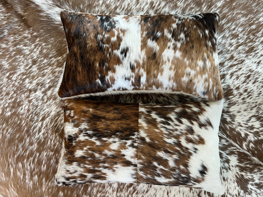 Spotted Tri-Color Cowhide Throw Pillow made in the USA - Your Western Decor