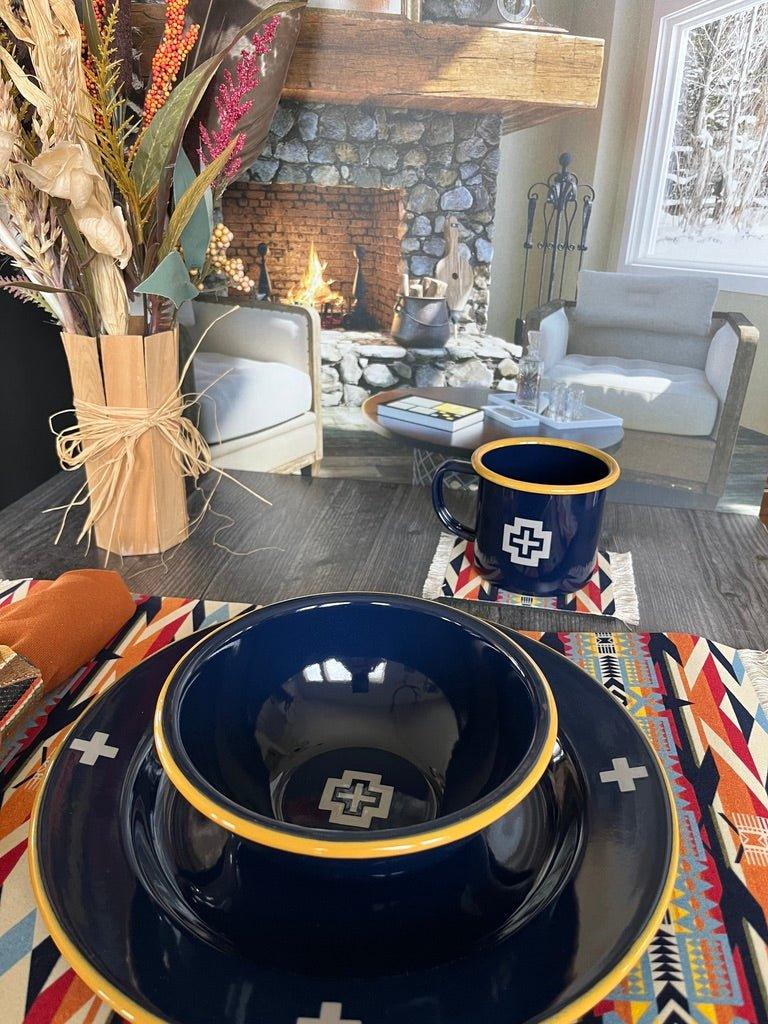 Navy Cross Enamelware Pendleton Dinnerware - Your Western Decor