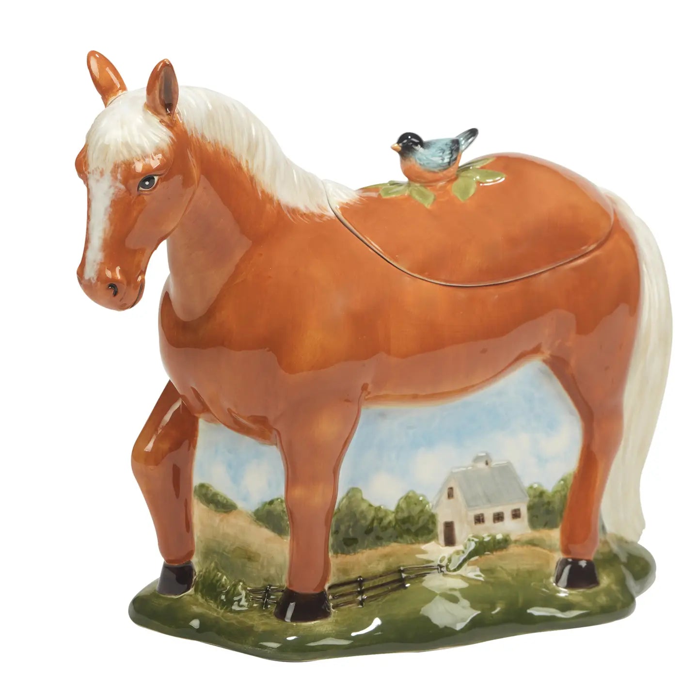 Stables Horse Cookie Jar - 3D Cookie Jar - Horse with blue bird - Your Western Decor