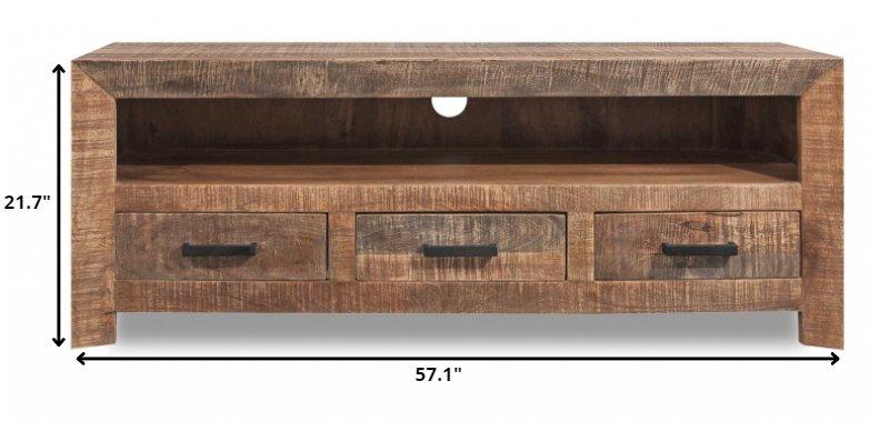 Solid Wood 3 Drawer TV Stand and Media Console - Your Western Decor