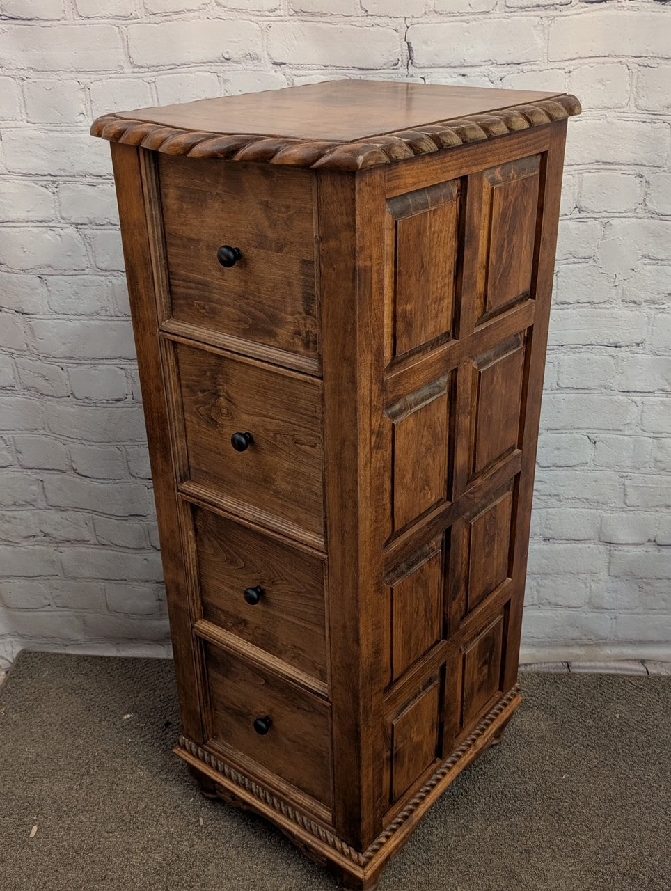 4 drawer western file cabinet with rope trim detail in solid wood tall rustic office storage cabinet