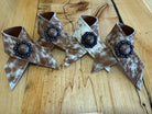 Brown White Peppered Cowhide Napkin Rings with conchos - Your Western Decor