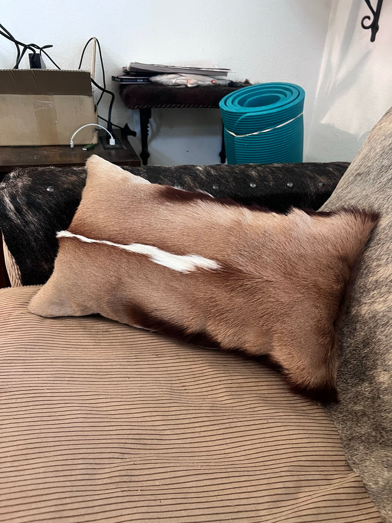Springbok deer hide rectangle throw pillow, handmade in the USA - Your Western Decor
