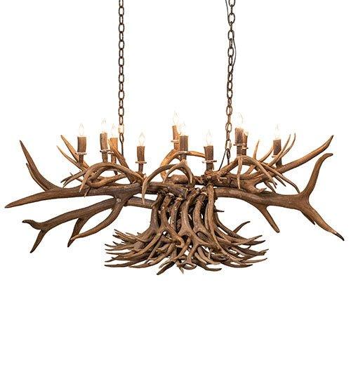 American made large oblong antler chandelier side view - Your Western Decor