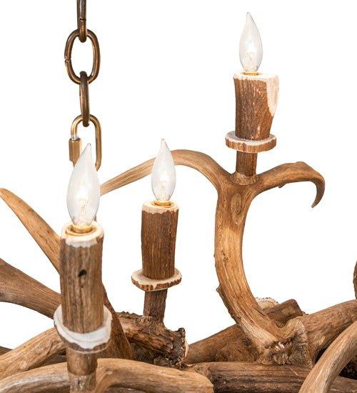 American made large oblong antler chandelier detail - Your Western Decor