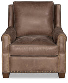Brown leather armchair front view - Your Western Decor