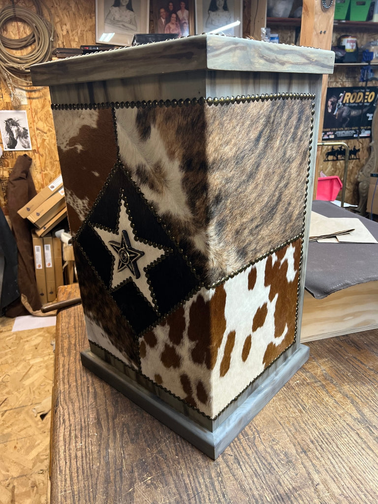 Cowhide & Pine Hamper made in the USA - Your Western Decor