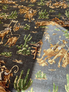 Horses, cowboys, cowgirls, cattle and cactus western fabric - Your Western Decor