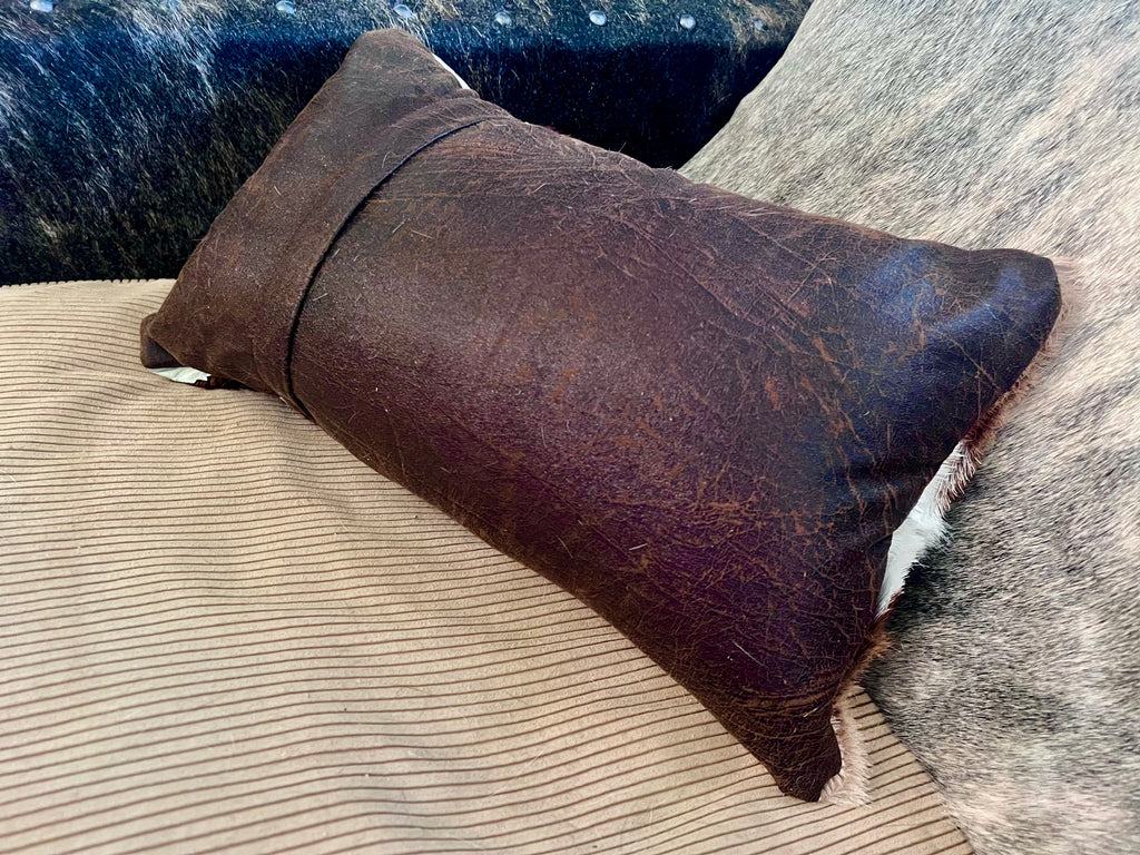 Handmade springbok deer hide pillow, faux leather reverse, handmade in the USA - Your Western Decor