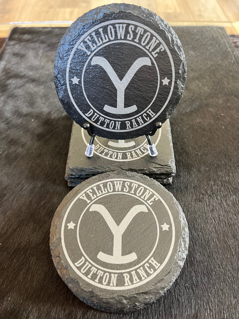 Yellowstone Engraved Round Slate Coasters - Your Western Decor