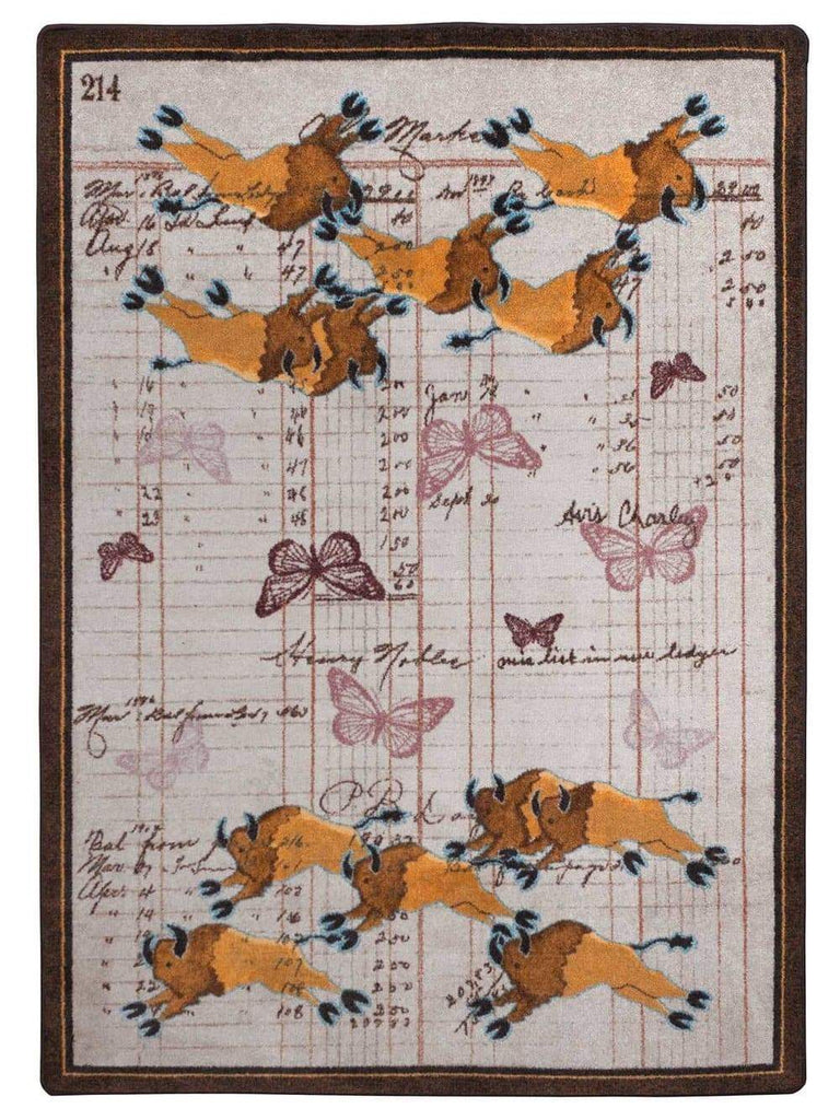 Buffalo and butterflies area rug made in the USA. Your Western Decor. Free shipping