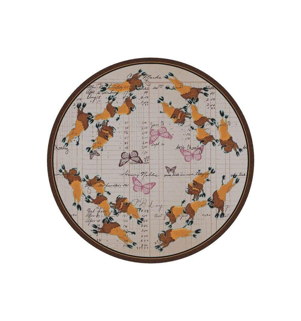 Buffalo and butterflies round area rug made in the USA. Your Western Decor