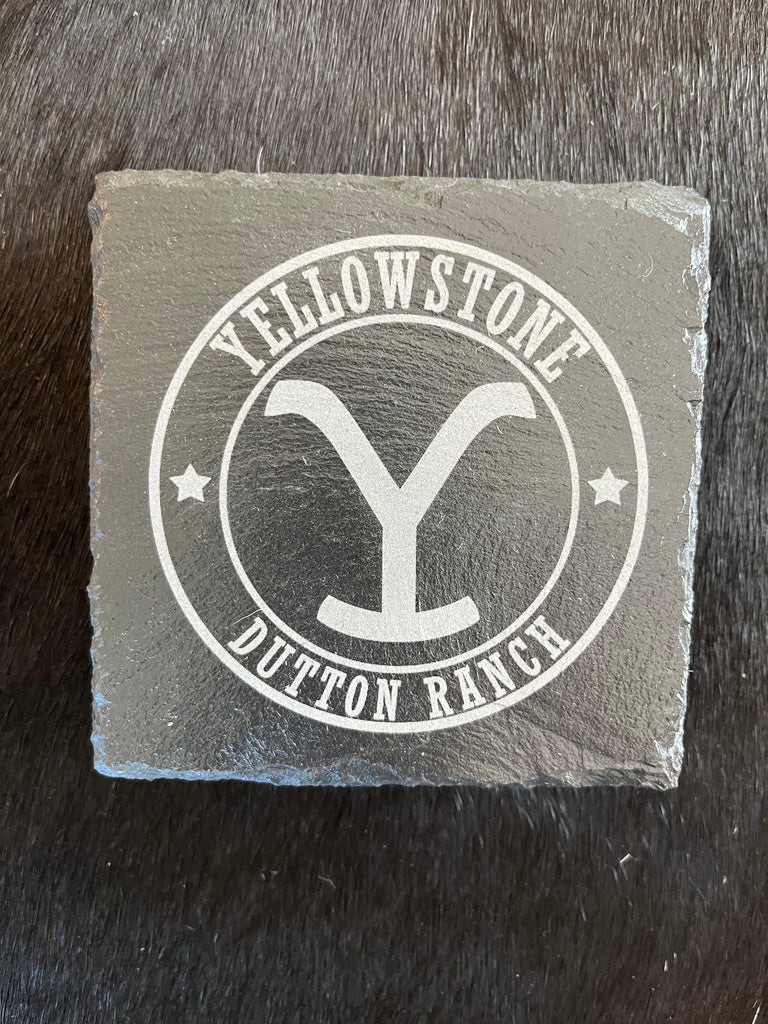 Square Yellowstone Engraved Slate Coasters - Your Western Decor