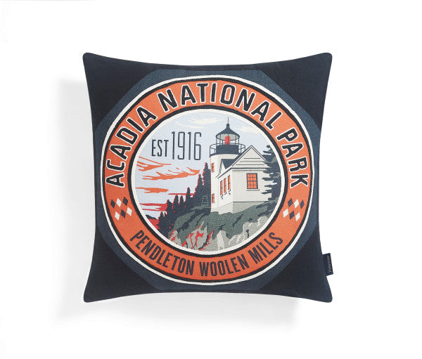 Acadia National Park Patch Pillow - Black & Orange - Embroidery - Your Western Decor