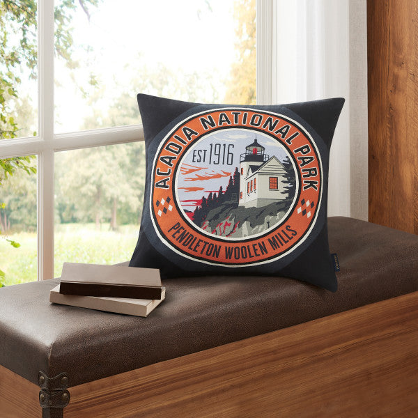 Acadia National Park Patch Pillow - Black & Orange - Embroidery - Your Western Decor