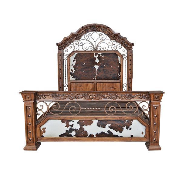 Custom Alicante Bed with cowhide or leather upholstery - Your Western Decor