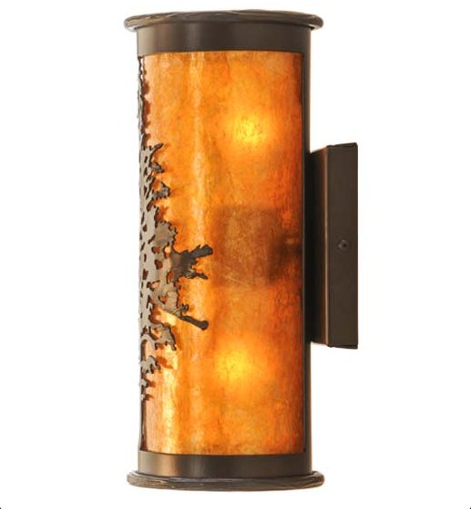 Amber Mica Tamarack Wall Sconce Side View - Made in the USA - Your Western Decor
