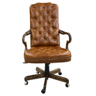 Front view of Hennessy Executive Tufted Leather Office Chair with diamond tufted leather back and seat. Made to order in the USA