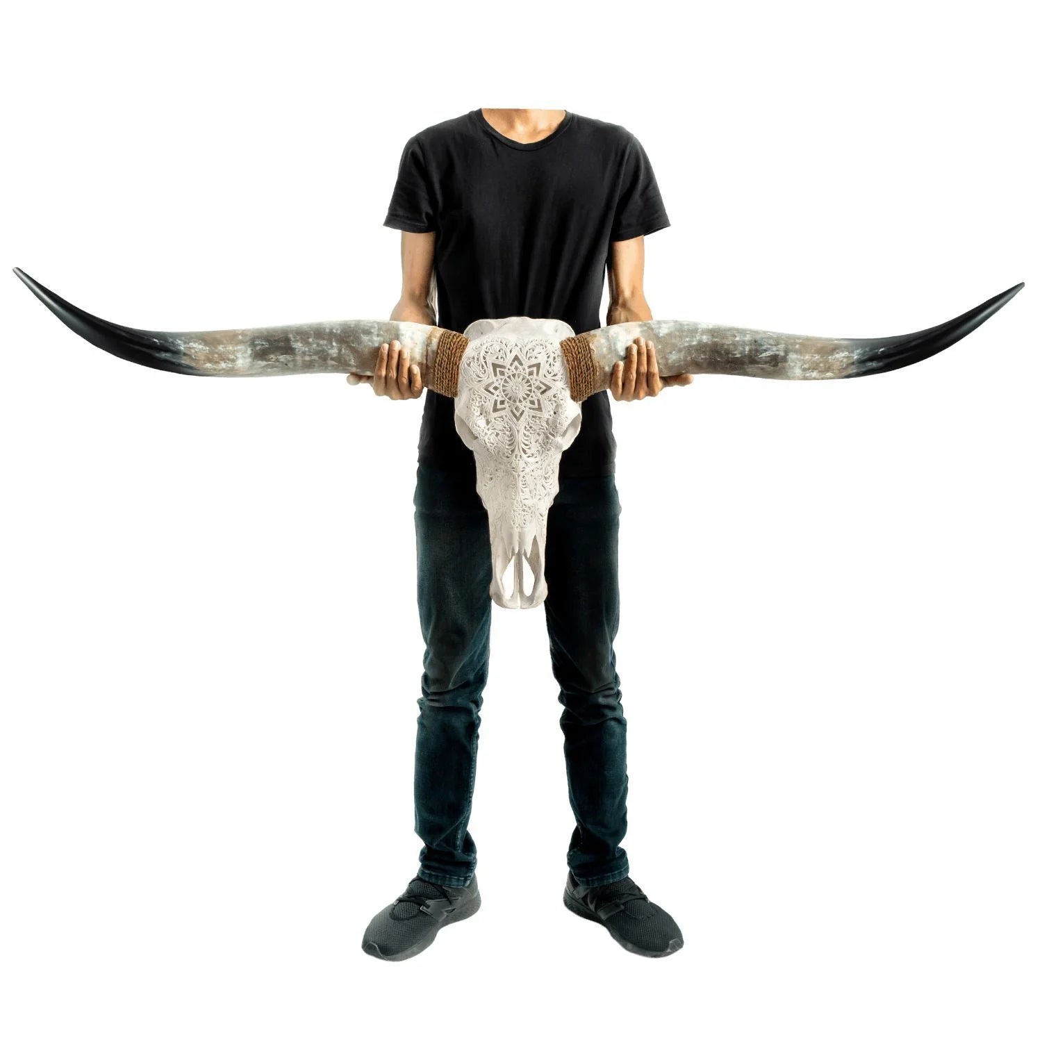 Mandala Carved Longhorn Skull White - Your Western Decor