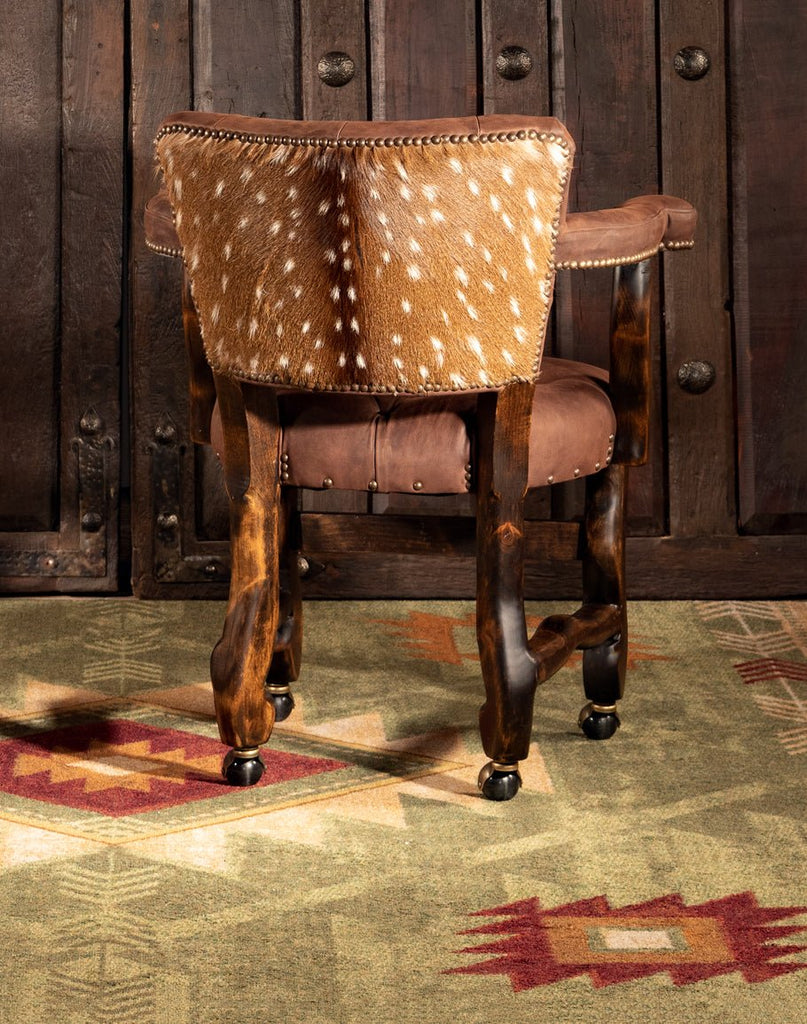 Axis Hide & Leather Upholstered Castor Chair made in the USA - Your Western Decor