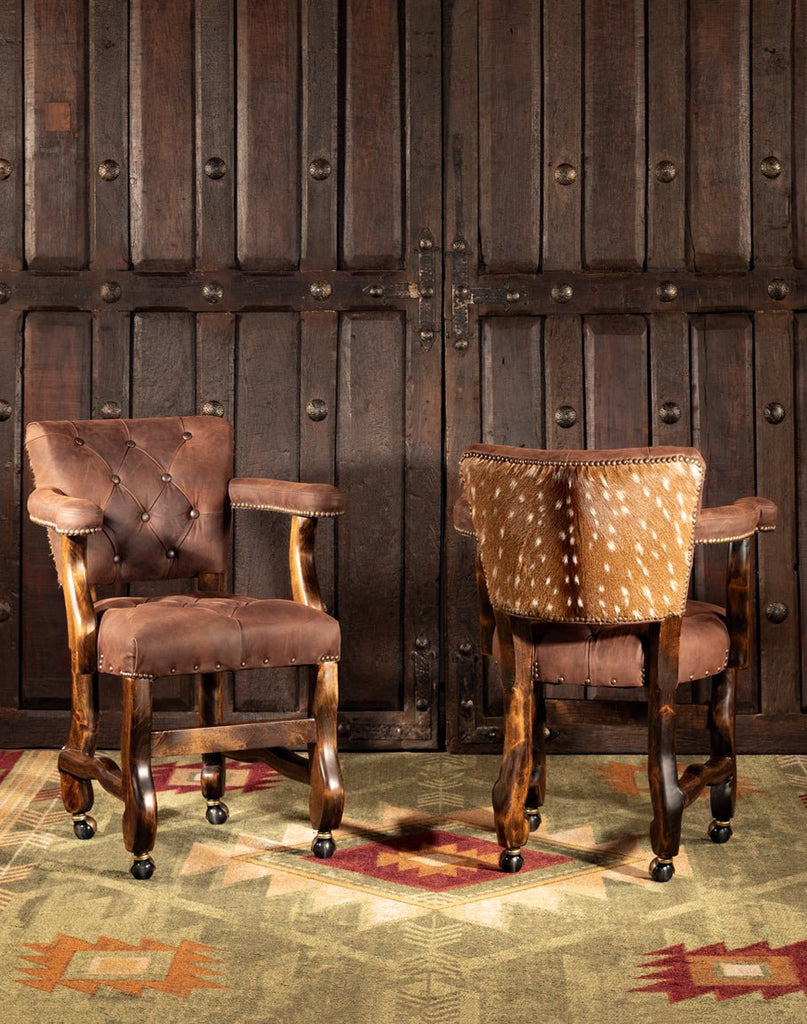 Axis Hide & Leather Upholstered Castor Chairs - American Made Dining Furniture - Your Western Decor