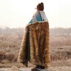 Faux Fur Aztec Blanket Turquoise+Gold - Your Western Decor