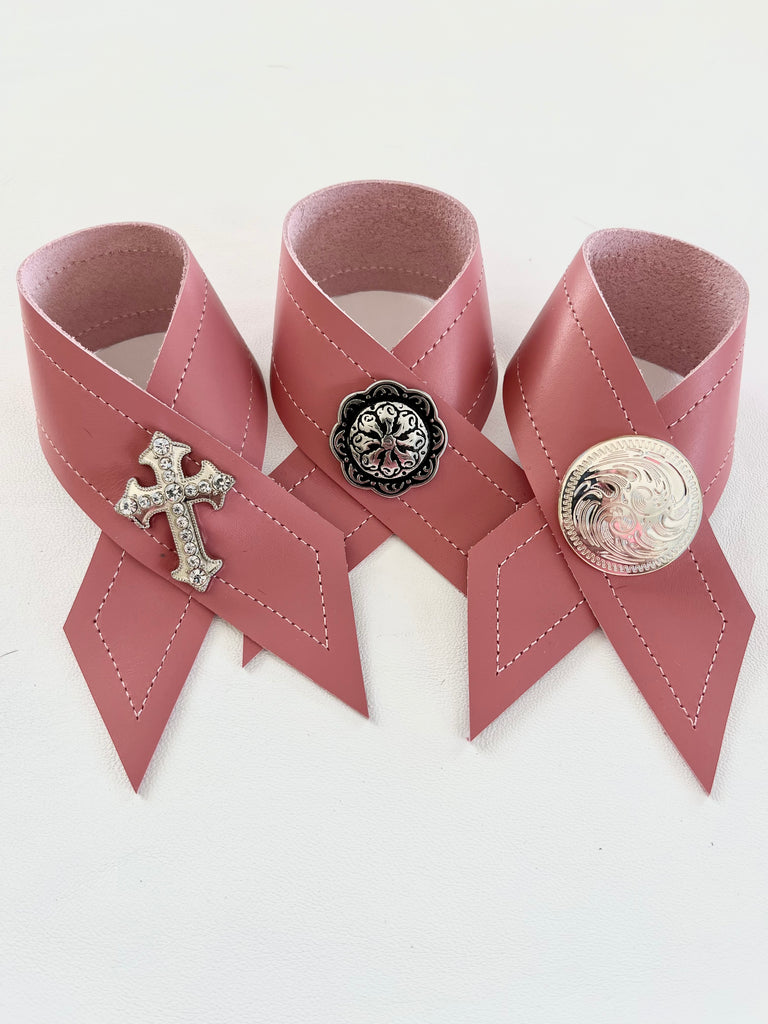 Cancer Awareness Leather Napkin Rings - Handmade by Your Western Decor in Oregon