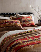 Beacon Rock Reversible Pillow Sham - Wool & Cotton - Geometric Design - Tans, Red & Green - Your Western Decor