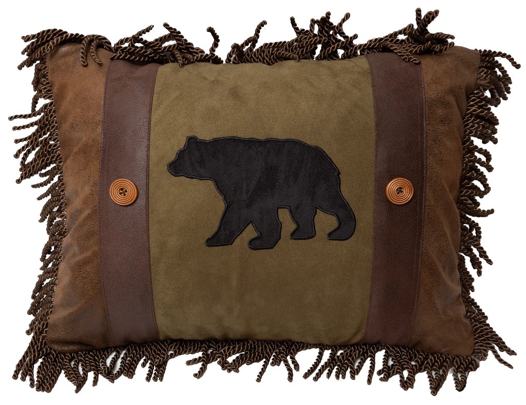 Lodge Bear and Buttons Accent Pillow - Your Western Decor