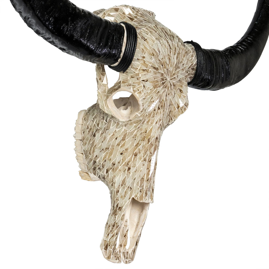 Beige Glass Mosaic Buffalo Skull - Your Western Decor