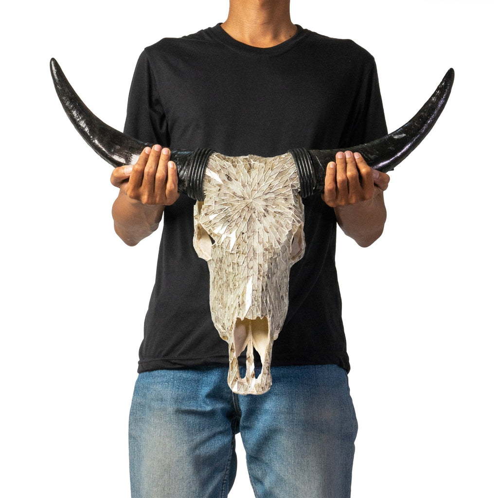 Beige Glass Mosaic Steer Skull - Your Western Decor